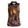 Australian Aboriginal Art Kangaroo Women Sleeveless Polo Shirt Our Children Our Future Aboriginal Dot Painting