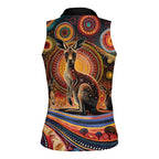 Australian Aboriginal Art Kangaroo Women Sleeveless Polo Shirt Our Children Our Future Aboriginal Dot Painting