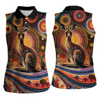 Australian Aboriginal Art Kangaroo Women Sleeveless Polo Shirt Our Children Our Future Aboriginal Dot Painting