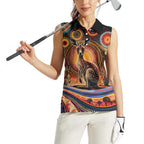 Australian Aboriginal Art Kangaroo Women Sleeveless Polo Shirt Our Children Our Future Aboriginal Dot Painting