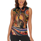 Australian Aboriginal Art Kangaroo Women Sleeveless Polo Shirt Our Children Our Future Aboriginal Dot Painting
