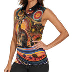 Australian Aboriginal Art Kangaroo Women Sleeveless Polo Shirt Our Children Our Future Aboriginal Dot Painting