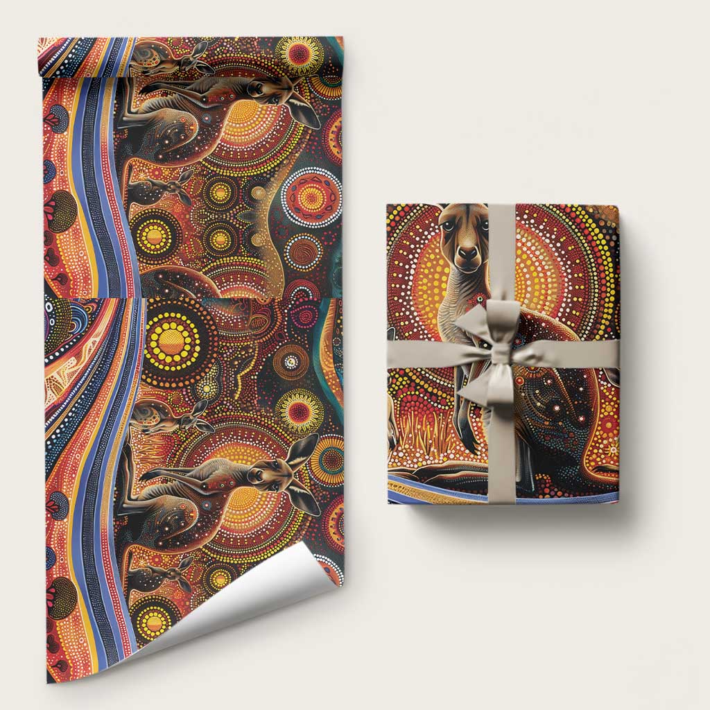 Australian Aboriginal Art Kangaroo Wrapping Paper Our Children Our Future Aboriginal Dot Painting - Aussie Hoodie