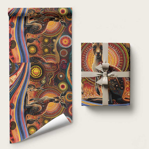 Australian Aboriginal Art Kangaroo Wrapping Paper Our Children Our Future Aboriginal Dot Painting - Aussie Hoodie