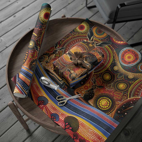 Australian Aboriginal Art Kangaroo Wrapping Paper Our Children Our Future Aboriginal Dot Painting - Aussie Hoodie
