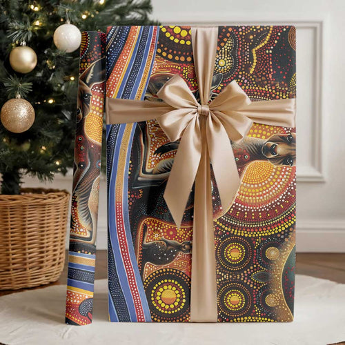 Australian Aboriginal Art Kangaroo Wrapping Paper Our Children Our Future Aboriginal Dot Painting - Aussie Hoodie