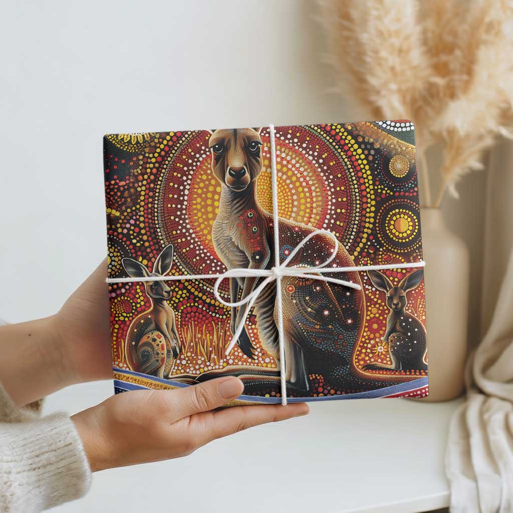 Australian Aboriginal Art Kangaroo Wrapping Paper Our Children Our Future Aboriginal Dot Painting - Aussie Hoodie