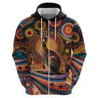 Australian Aboriginal Art Kangaroo Zip Hoodie Our Children Our Future Aboriginal Dot Painting