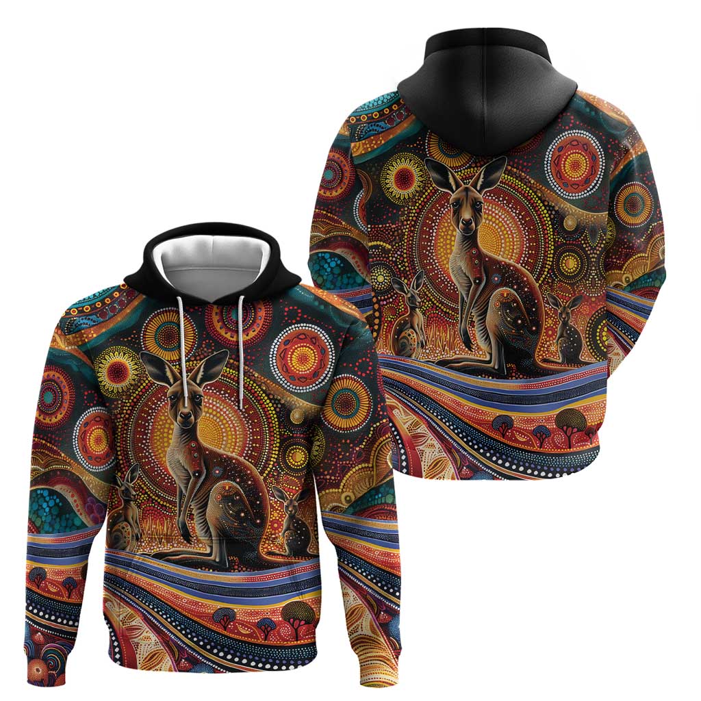 Australian Aboriginal Art Kangaroo Zip Hoodie Our Children Our Future Aboriginal Dot Painting