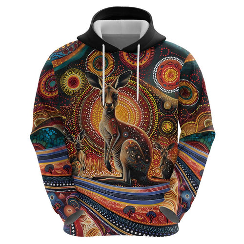 Australian Aboriginal Art Kangaroo Zip Hoodie Our Children Our Future Aboriginal Dot Painting