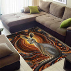 Australian Aboriginal Art Kangaroo Area Rug Warm Earth Tones Aboriginal Dot Painting