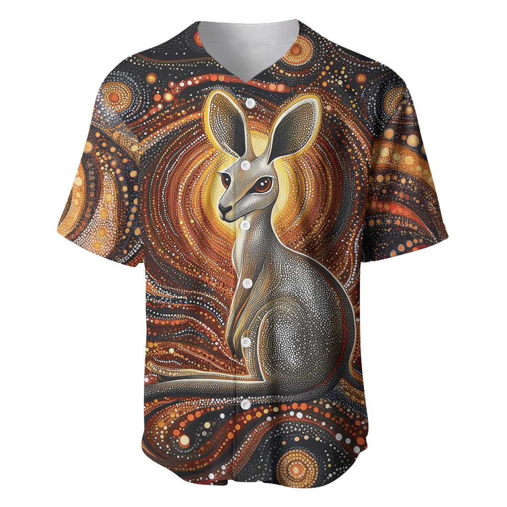 Australian Aboriginal Art Kangaroo Baseball Jersey Warm Earth Tones Aboriginal Dot Painting