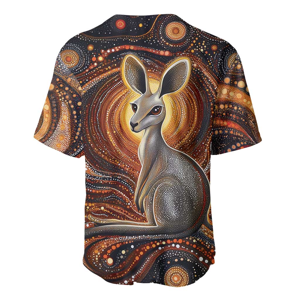 Australian Aboriginal Art Kangaroo Baseball Jersey Warm Earth Tones Aboriginal Dot Painting