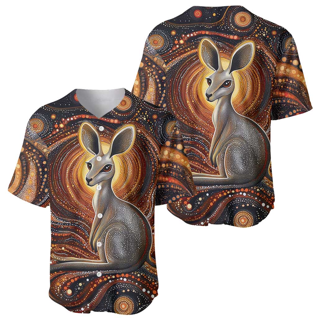 Australian Aboriginal Art Kangaroo Baseball Jersey Warm Earth Tones Aboriginal Dot Painting