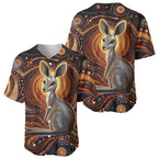 Australian Aboriginal Art Kangaroo Baseball Jersey Warm Earth Tones Aboriginal Dot Painting