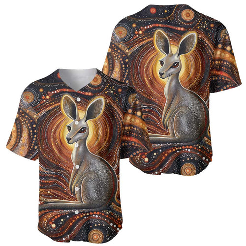 Australian Aboriginal Art Kangaroo Baseball Jersey Warm Earth Tones Aboriginal Dot Painting