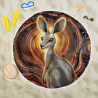 Australian Aboriginal Art Kangaroo Beach Blanket Warm Earth Tones Aboriginal Dot Painting