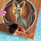 Australian Aboriginal Art Kangaroo Beach Blanket Warm Earth Tones Aboriginal Dot Painting
