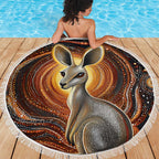 Australian Aboriginal Art Kangaroo Beach Blanket Warm Earth Tones Aboriginal Dot Painting