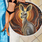 Australian Aboriginal Art Kangaroo Beach Blanket Warm Earth Tones Aboriginal Dot Painting