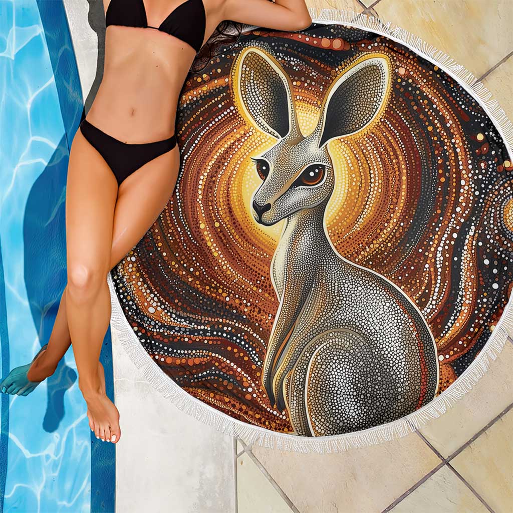 Australian Aboriginal Art Kangaroo Beach Blanket Warm Earth Tones Aboriginal Dot Painting