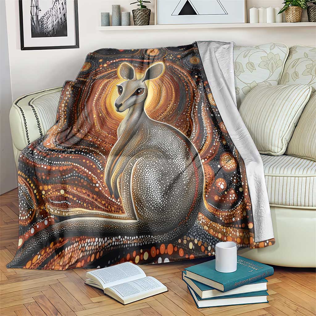 Australian Aboriginal Art Kangaroo Blanket Warm Earth Tones Aboriginal Dot Painting