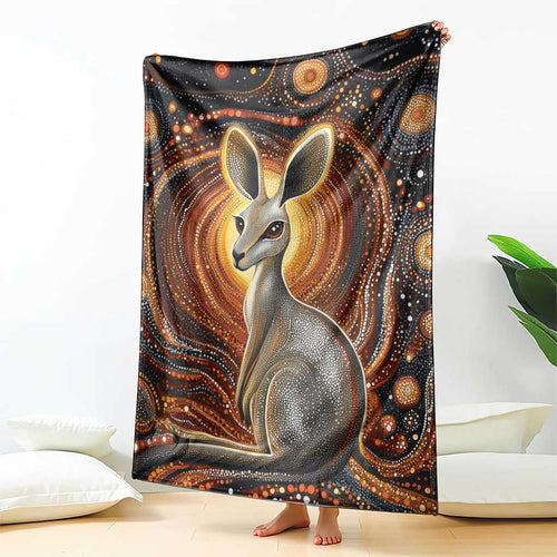 Australian Aboriginal Art Kangaroo Blanket Warm Earth Tones Aboriginal Dot Painting