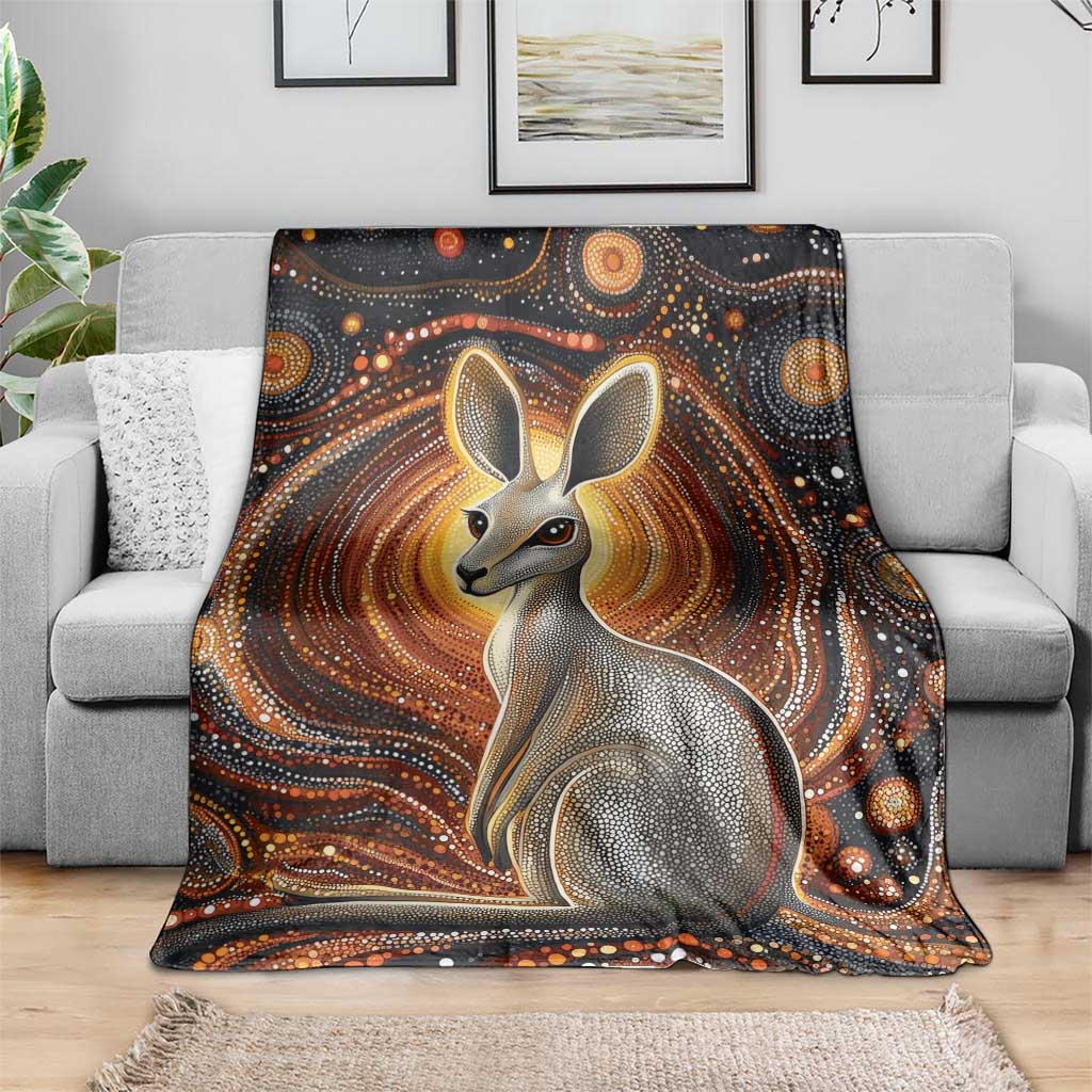 Australian Aboriginal Art Kangaroo Blanket Warm Earth Tones Aboriginal Dot Painting