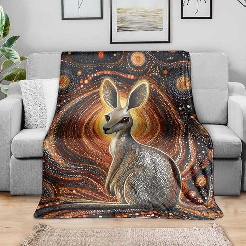 Australian Aboriginal Art Kangaroo Blanket Warm Earth Tones Aboriginal Dot Painting