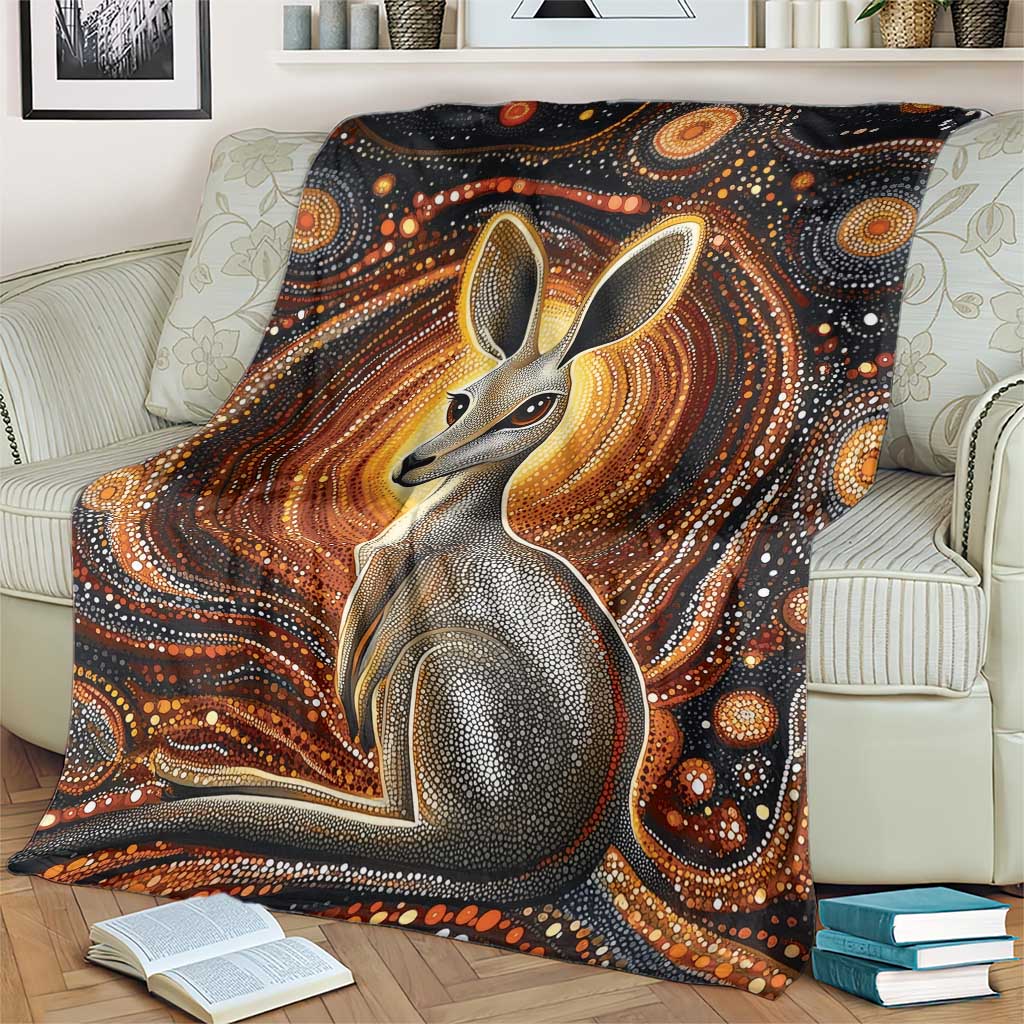 Australian Aboriginal Art Kangaroo Blanket Warm Earth Tones Aboriginal Dot Painting
