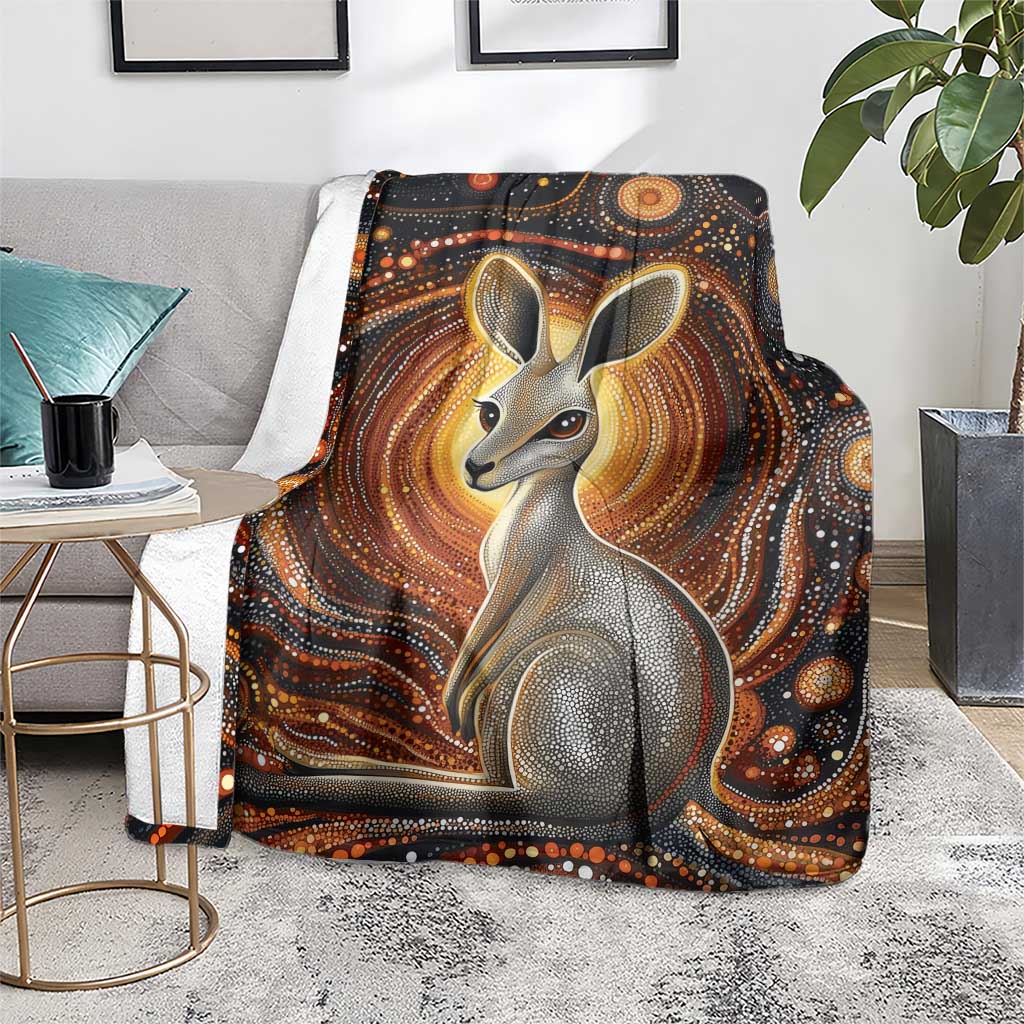Australian Aboriginal Art Kangaroo Blanket Warm Earth Tones Aboriginal Dot Painting