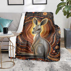 Australian Aboriginal Art Kangaroo Blanket Warm Earth Tones Aboriginal Dot Painting