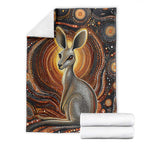 Australian Aboriginal Art Kangaroo Blanket Warm Earth Tones Aboriginal Dot Painting