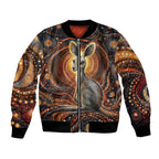 Australian Aboriginal Art Kangaroo Bomber Jacket Warm Earth Tones Aboriginal Dot Painting