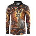 Australian Aboriginal Art Kangaroo Button Sweatshirt Warm Earth Tones Aboriginal Dot Painting