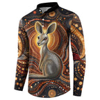 Australian Aboriginal Art Kangaroo Button Sweatshirt Warm Earth Tones Aboriginal Dot Painting