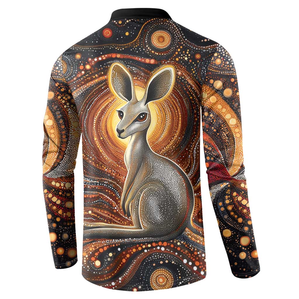 Australian Aboriginal Art Kangaroo Button Sweatshirt Warm Earth Tones Aboriginal Dot Painting