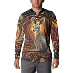Australian Aboriginal Art Kangaroo Button Sweatshirt Warm Earth Tones Aboriginal Dot Painting