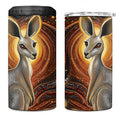 Australian Aboriginal Art Kangaroo 4 in 1 Can Cooler Tumbler Warm Earth Tones Aboriginal Dot Painting