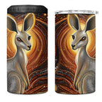 Australian Aboriginal Art Kangaroo 4 in 1 Can Cooler Tumbler Warm Earth Tones Aboriginal Dot Painting