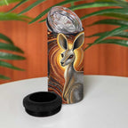 Australian Aboriginal Art Kangaroo 4 in 1 Can Cooler Tumbler Warm Earth Tones Aboriginal Dot Painting