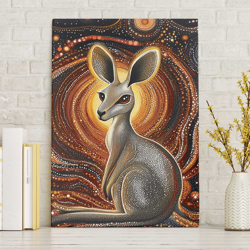 Australian Aboriginal Art Kangaroo Canvas Wall Art Warm Earth Tones Aboriginal Dot Painting