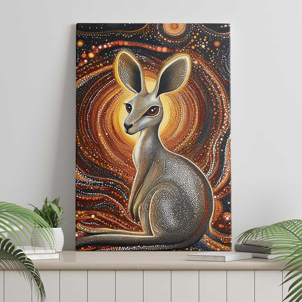 Australian Aboriginal Art Kangaroo Canvas Wall Art Warm Earth Tones Aboriginal Dot Painting