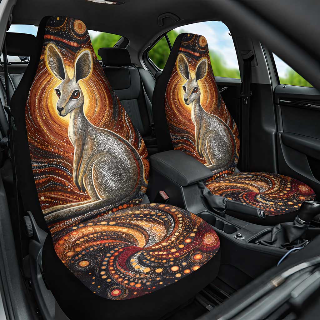 Australian Aboriginal Art Kangaroo Car Seat Cover Warm Earth Tones Aboriginal Dot Painting