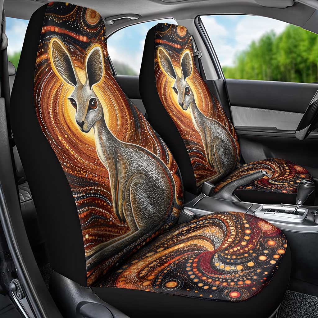 Australian Aboriginal Art Kangaroo Car Seat Cover Warm Earth Tones Aboriginal Dot Painting