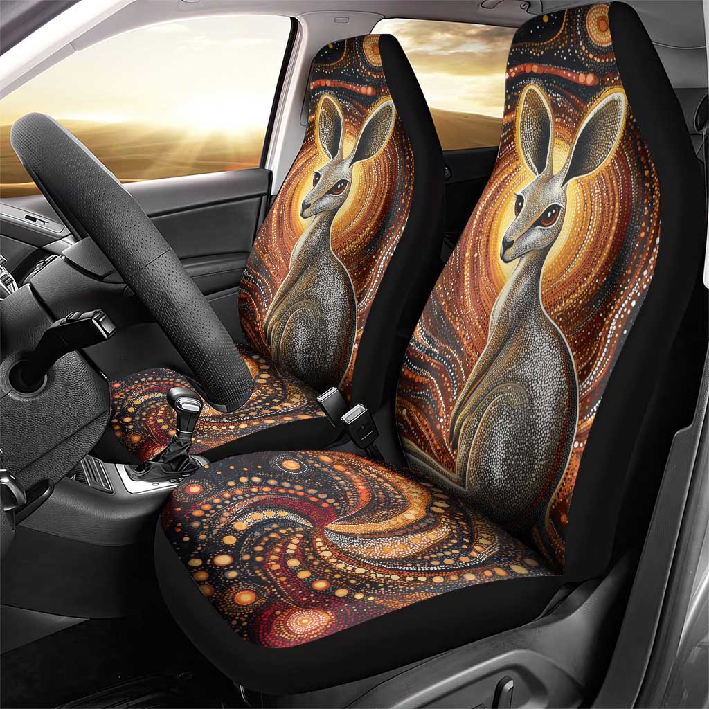 Australian Aboriginal Art Kangaroo Car Seat Cover Warm Earth Tones Aboriginal Dot Painting