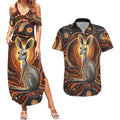 Australian Aboriginal Art Kangaroo Couples Matching Summer Maxi Dress and Hawaiian Shirt Warm Earth Tones Aboriginal Dot Painting