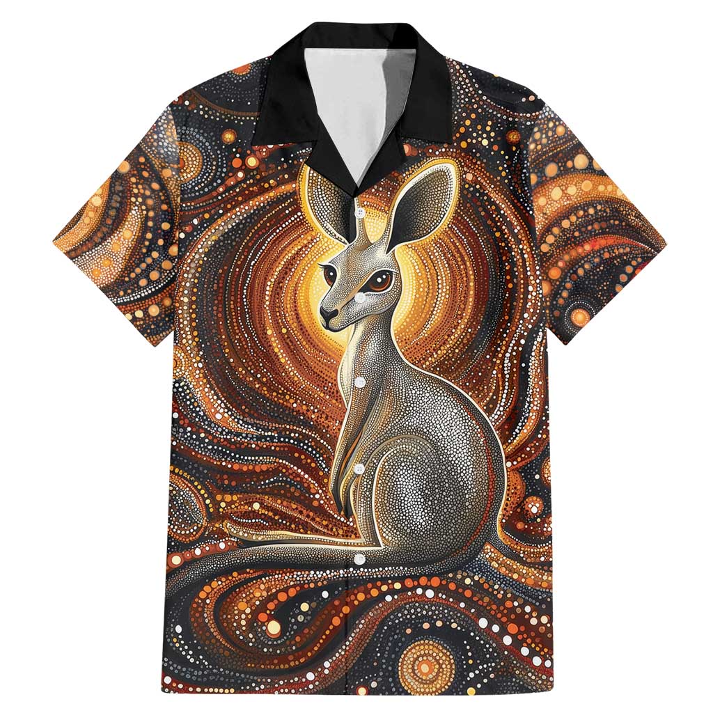 Australian Aboriginal Art Kangaroo Family Matching Mermaid Dress and Hawaiian Shirt Warm Earth Tones Aboriginal Dot Painting