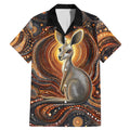 Australian Aboriginal Art Kangaroo Family Matching Mermaid Dress and Hawaiian Shirt Warm Earth Tones Aboriginal Dot Painting