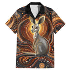 Australian Aboriginal Art Kangaroo Family Matching Mermaid Dress and Hawaiian Shirt Warm Earth Tones Aboriginal Dot Painting